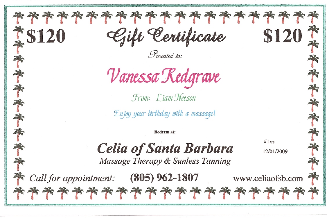 Gift Certificate sample